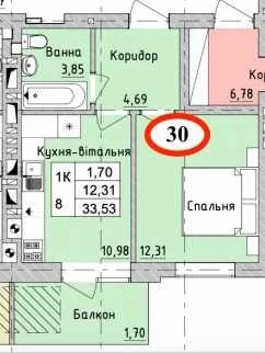 1-bedroom apartment in the ЖК Бургундія 3