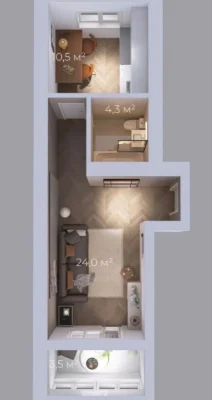 Spacious Euro 2-bedroom apartment, unfurnished, in a completed building. Gas
