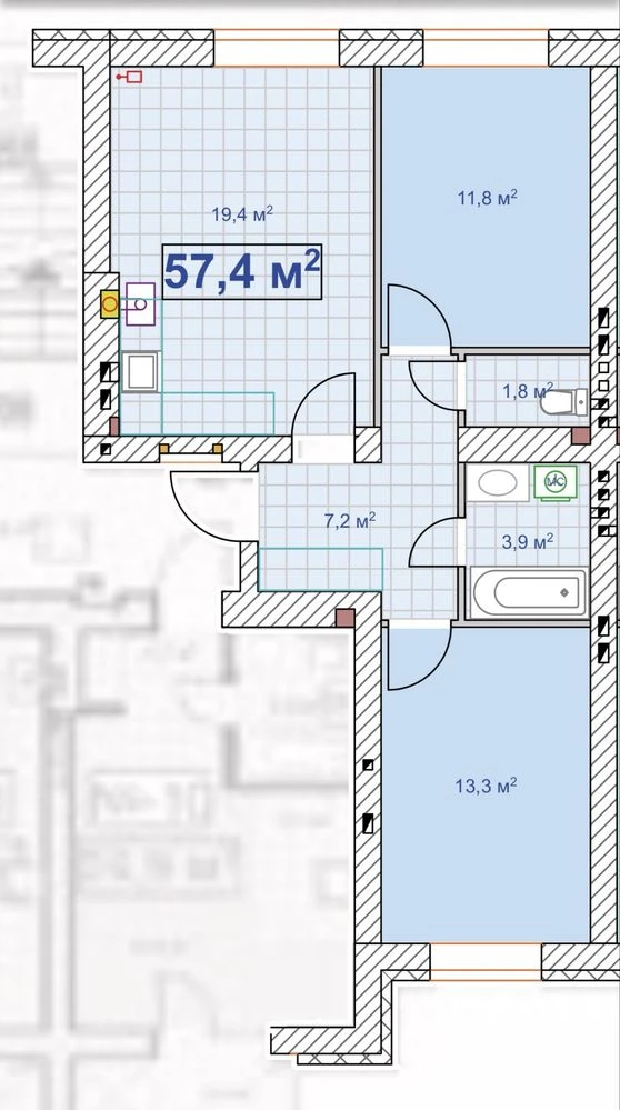 2-room apartment, double exposure to park and forest! Advantageous