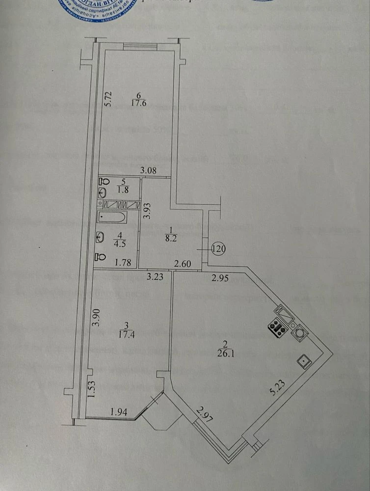Large Euro 3-room apartment 76m2, tax 2%, gas!