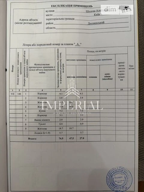 Продажа 3к квартиры 74.5 кв. м по ул. Шолом-Алейхема 26/23 •