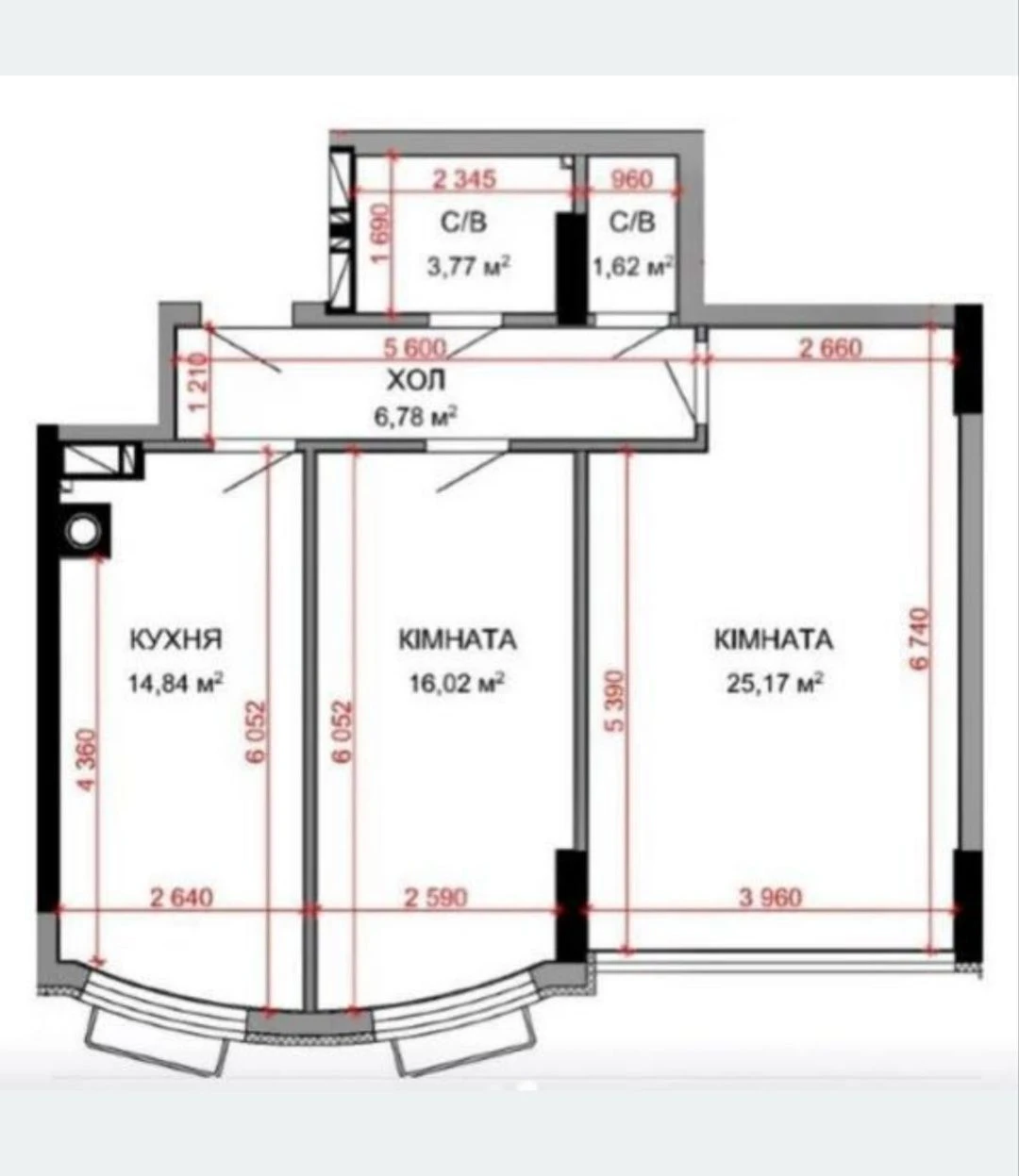 Owner! 2-room apartment in ЖК Royal Park (69 sq.m) Soborna 151