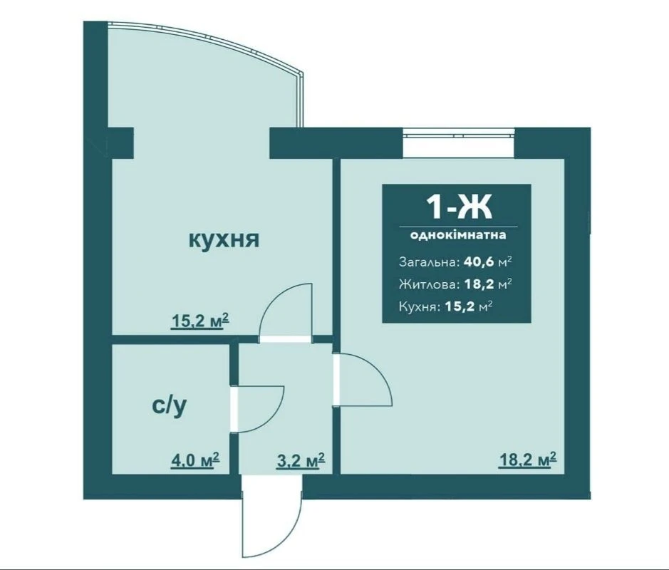 Продаж 1-кімнатної квартири в м. Ірпінь, ЖК "Ібіс", 41 м² з ГАЗОМ!