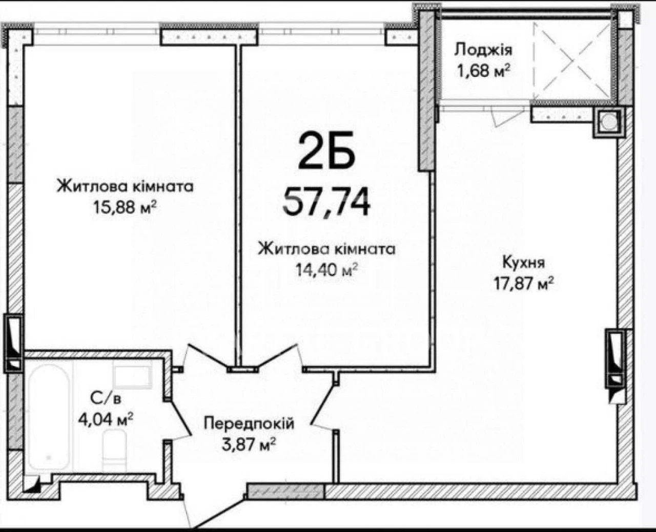 2к квартира 59м² у ЖК Синергія Сіті. Індивідуальне опалення.