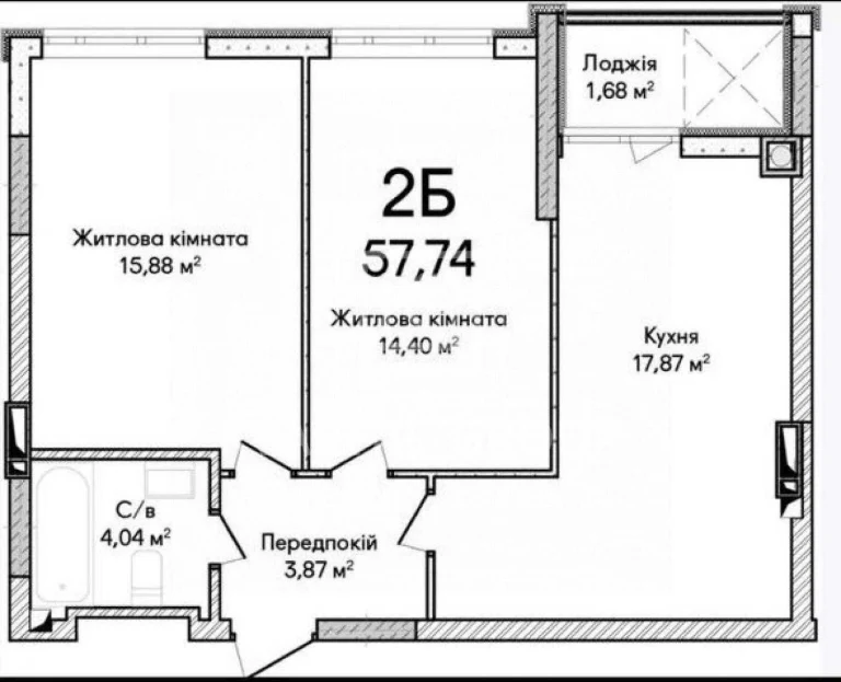 2-кімнатна квартира 59 м² в ЖК "Синергія Сіті". Індивідуальне опалення.