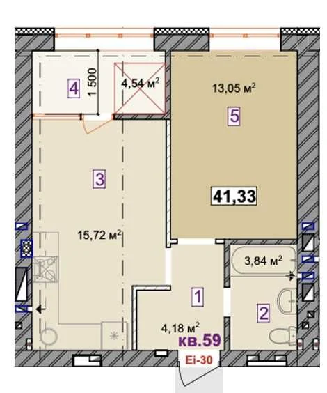 For Sale: One-bedroom apartment 41 sq m with a sea view in Irpin