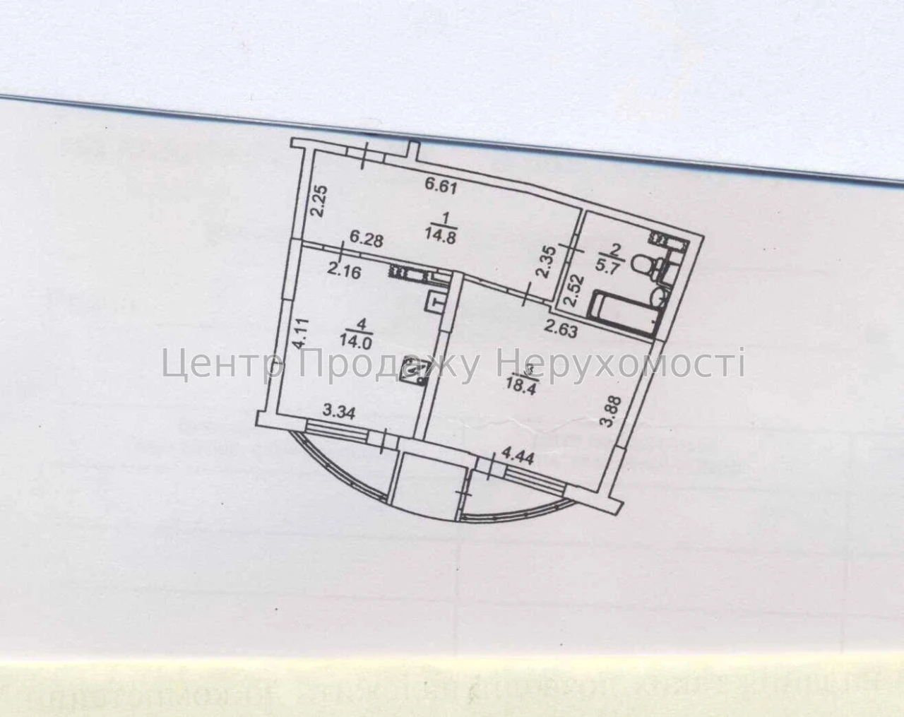 1-room apartment for sale 56.3m², 2/23 floor, Kyiv – excellent condition