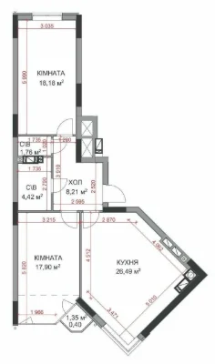 Apartment in Proriznoy. Gas.
