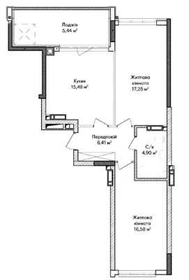 2-room apartment in the final building of the "Synergy City" residential complex