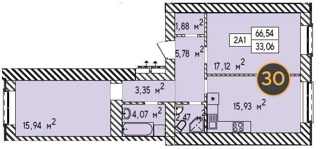 2-room apartment 68 sq.m. with a view of the park in the center of Irpin, ЖК Фа