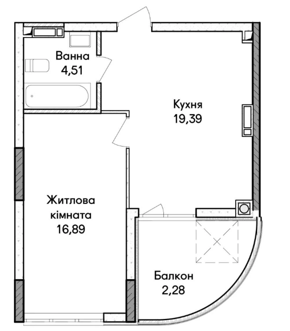1 apartment in the suburbs of Irpin, 41200 UAH/m2. New building phase