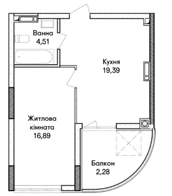 1 apartment in the suburbs of Irpin, 41200 UAH/m2. New building phase