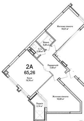 Great layout! For sale 2-room apartment in a completed building