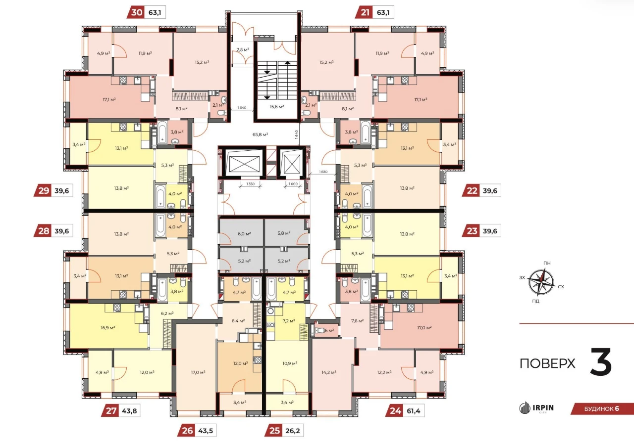 1-bedroom apartment in Irpin City residential complex from the developer