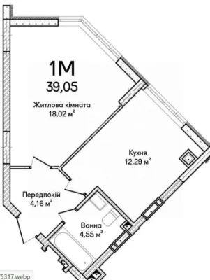 1-room apartment in completed building in "Synergy City" residential complex, gas heating