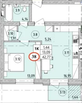 Selling apartment 43 sq.m. Irpin, great price! Installment payment available.