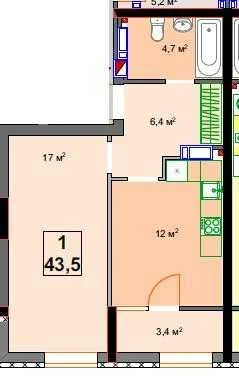 Продаю просторную однокомнатную квартиру 43,5 м2 в Ирпине
