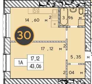 One-bedroom apartment with wardrobe in ЖК Фаворит Преміум