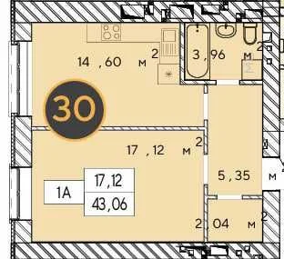 One-bedroom apartment with wardrobe in ЖК Фаворит Преміум