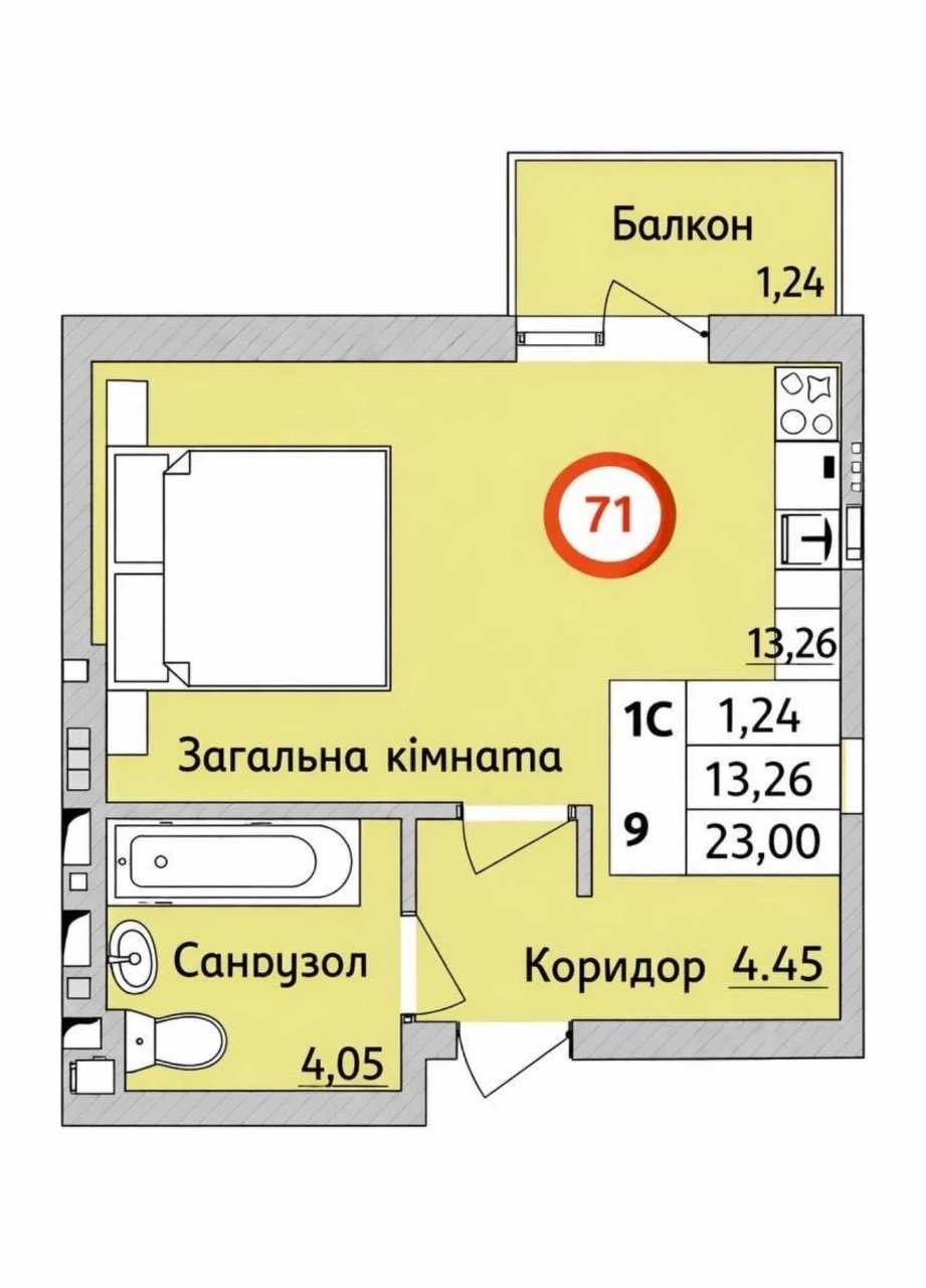 Studio Apartment 24 sq m | ЖК Бургундія | No commission | From builder