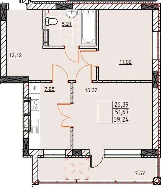 Продаж 2-кімнатної квартири 59,24 м² в зданому ЖК в м. Ірпінь