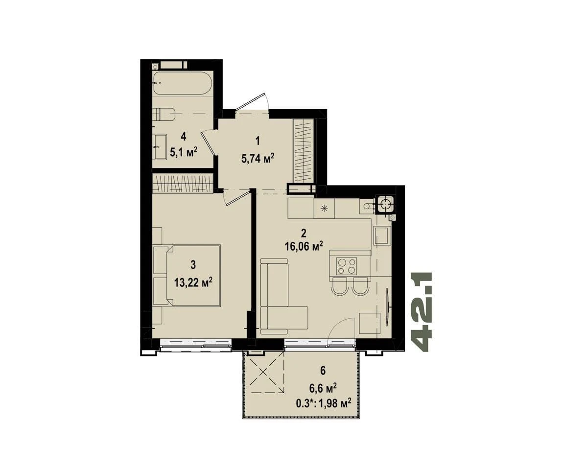 1 bedroom apartment, Irpin, central park, new building