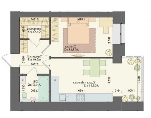 No Commission, Euro 2-bedroom apartment 48.4m2, Art Residence complex