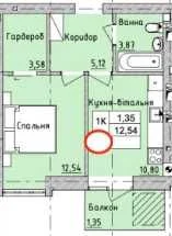 1-кімнатна квартира з газовим опаленням | Новий ЖК | Під інв