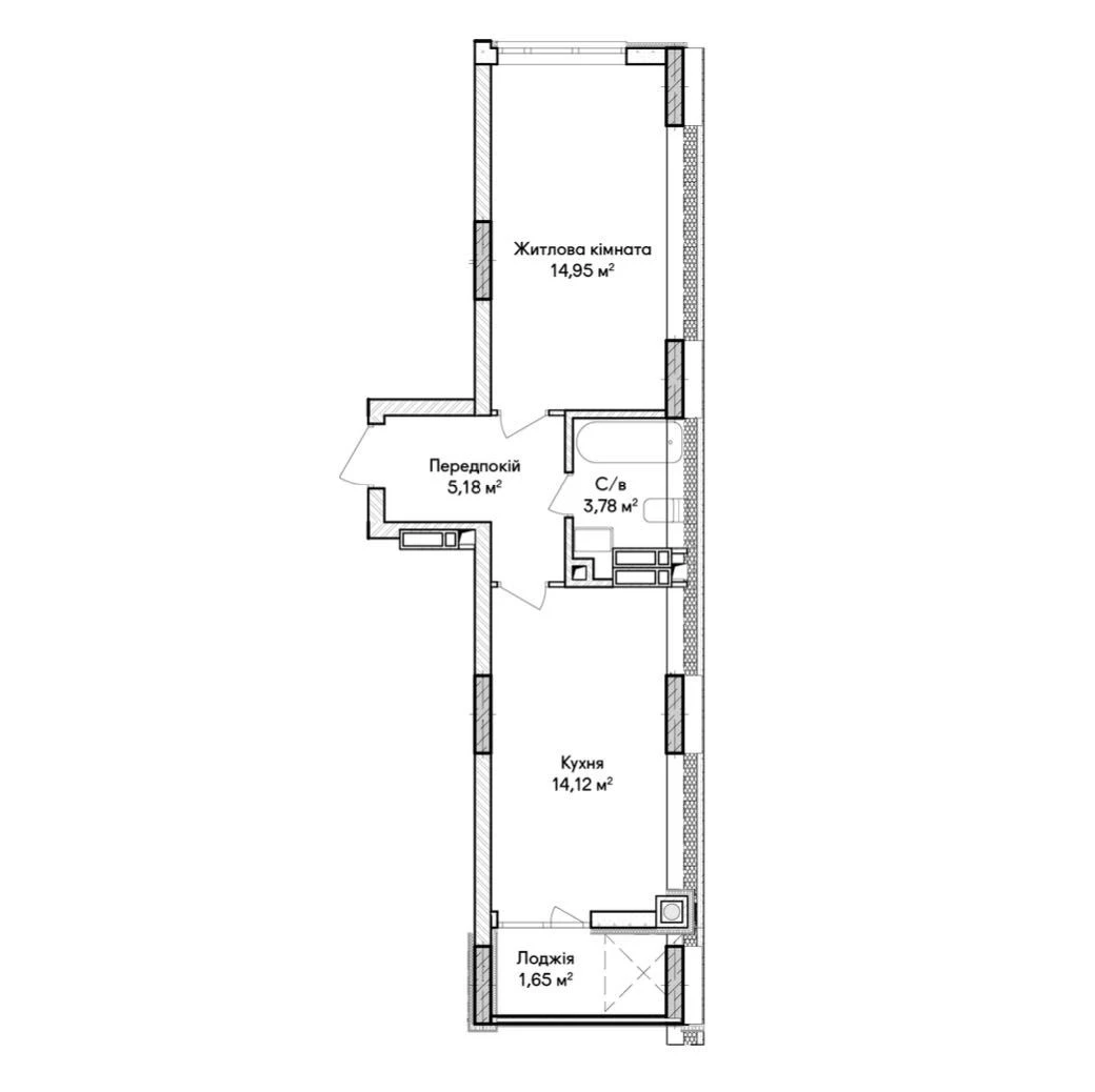 Irpin Synerhiya City 1-bedroom apartment, 40.8 sq m. Full payment