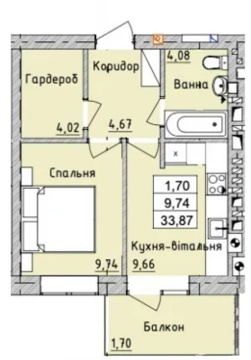 Швидкий продаж акційна ціна 1к квартира 34 м2 в ЖК Бургундія