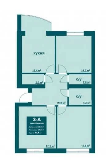 3-кімнатна квартира 85 кв.м, 4 поверх. Газове опалення.