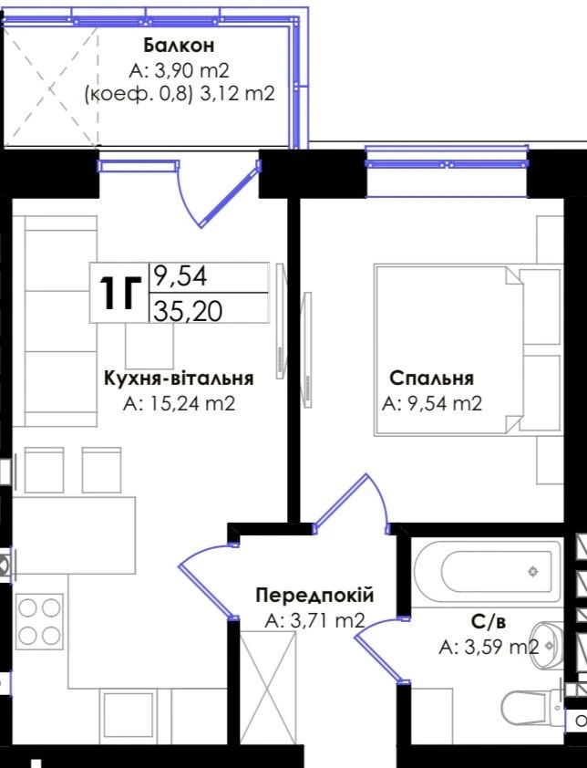 Продається 1-кімнатна квартира в Ірпені. Поруч Центральний парк.
