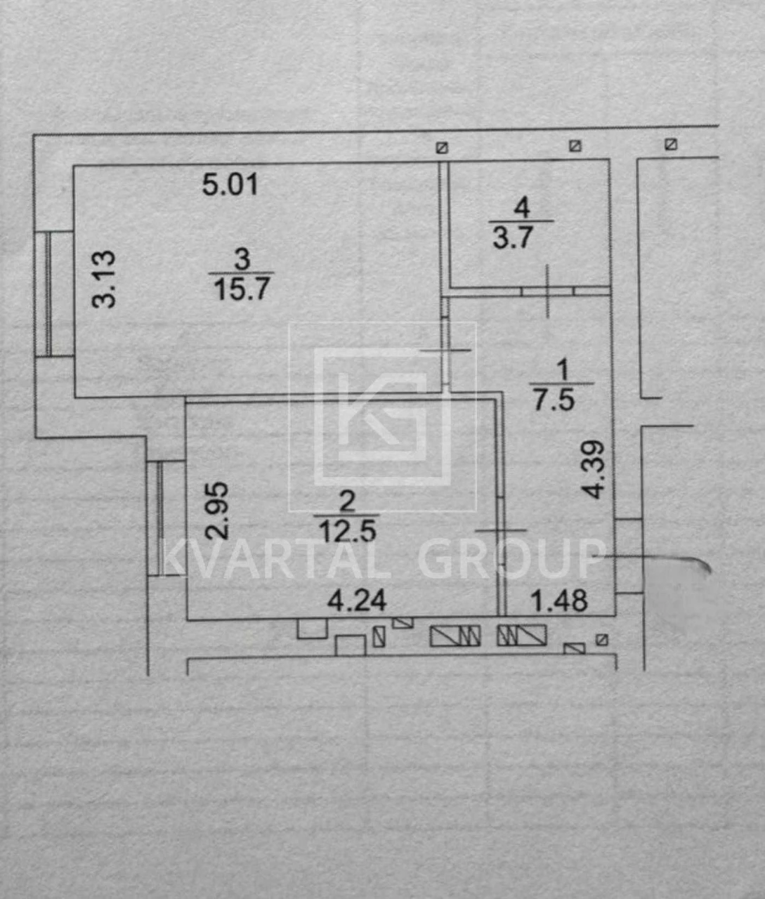 Однокімнатна квартира з газовим котлом