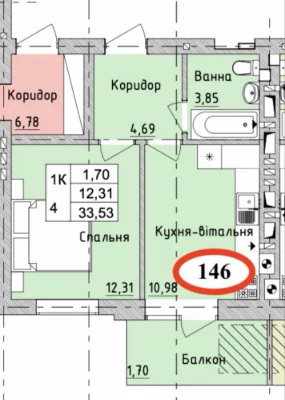 ЖК "Бургундія". Квартира-студія в ЖК "Бургундія".