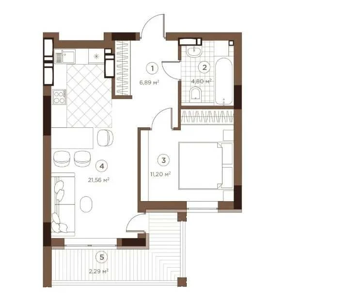 1-кімнатна квартира біля озера | єОселя | єВідновлення |  по