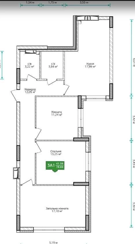 Акція 3к квартира 77 000 $