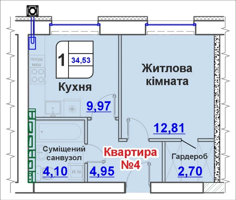 Продаж 1 кімн.  Квартири в новому будинку