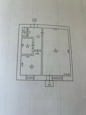 Продається 1-кімнатна квартира, яка фактично має дві кімнати