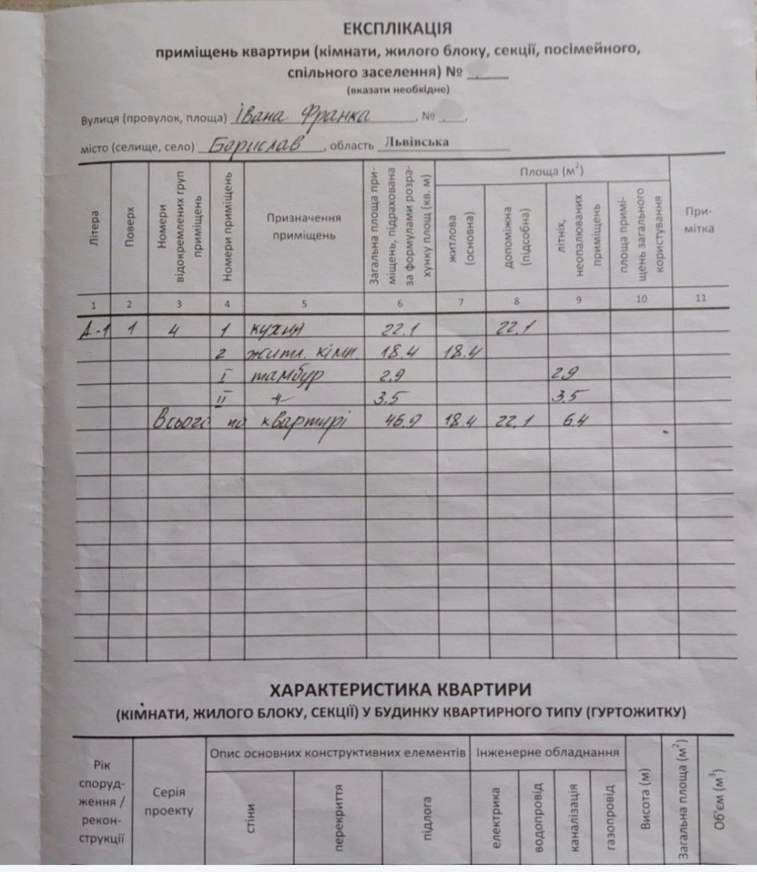 Продаж 1кімн квартири 46.9м2  в. І. Франка м. Борислав