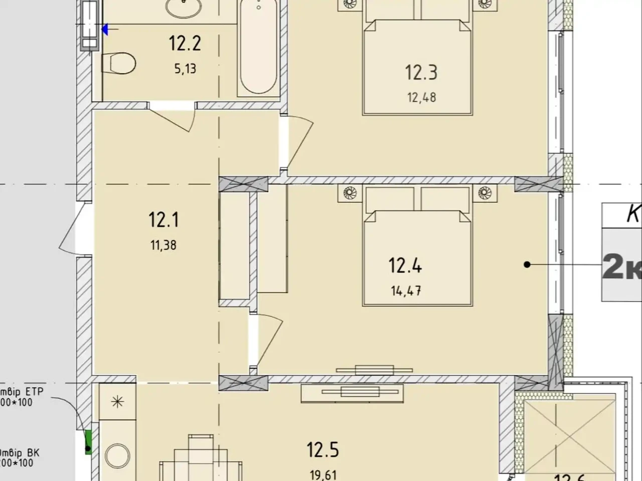 Продаж квартири 2-кімн. 64.28 м² 4/6 пов.