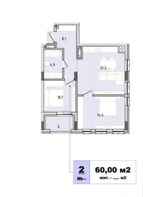 БЕЗ КОМІСІЇ продаж 2 кімнатна квартира 60м жк Art Deluxe/ Ар