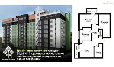 Трикімнатна квартира / Долина Троянд