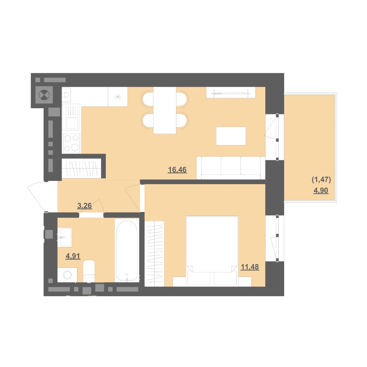 Sale‼️ 1-bedroom apartment 37 sq.m in Pustomyt (9 km from Lviv