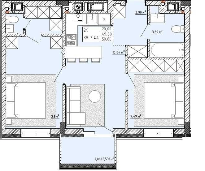 Sale of a comfortable 2-room apartment in the outskirts of Lviv in Putstyom