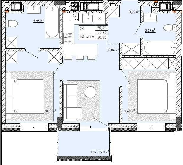 Sale of a comfortable 2-room apartment in the outskirts of Lviv in Putstyom