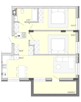 Sale of 2-room apartment in the "Quiet" district, Pustomyt, Lviv