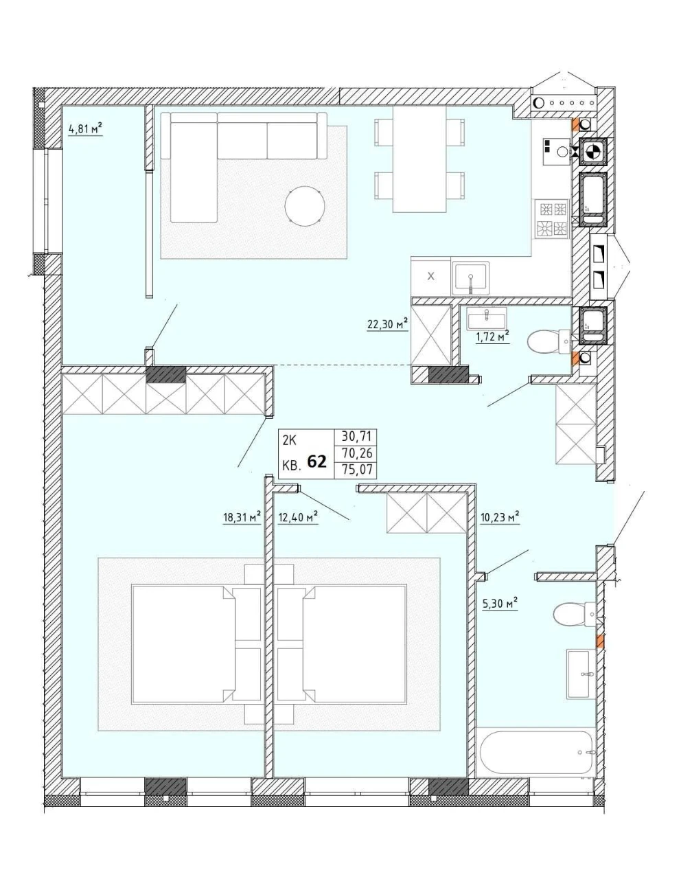 Sale of 2-room apartment in the "Quiet" district, Pustomyt, Lviv
