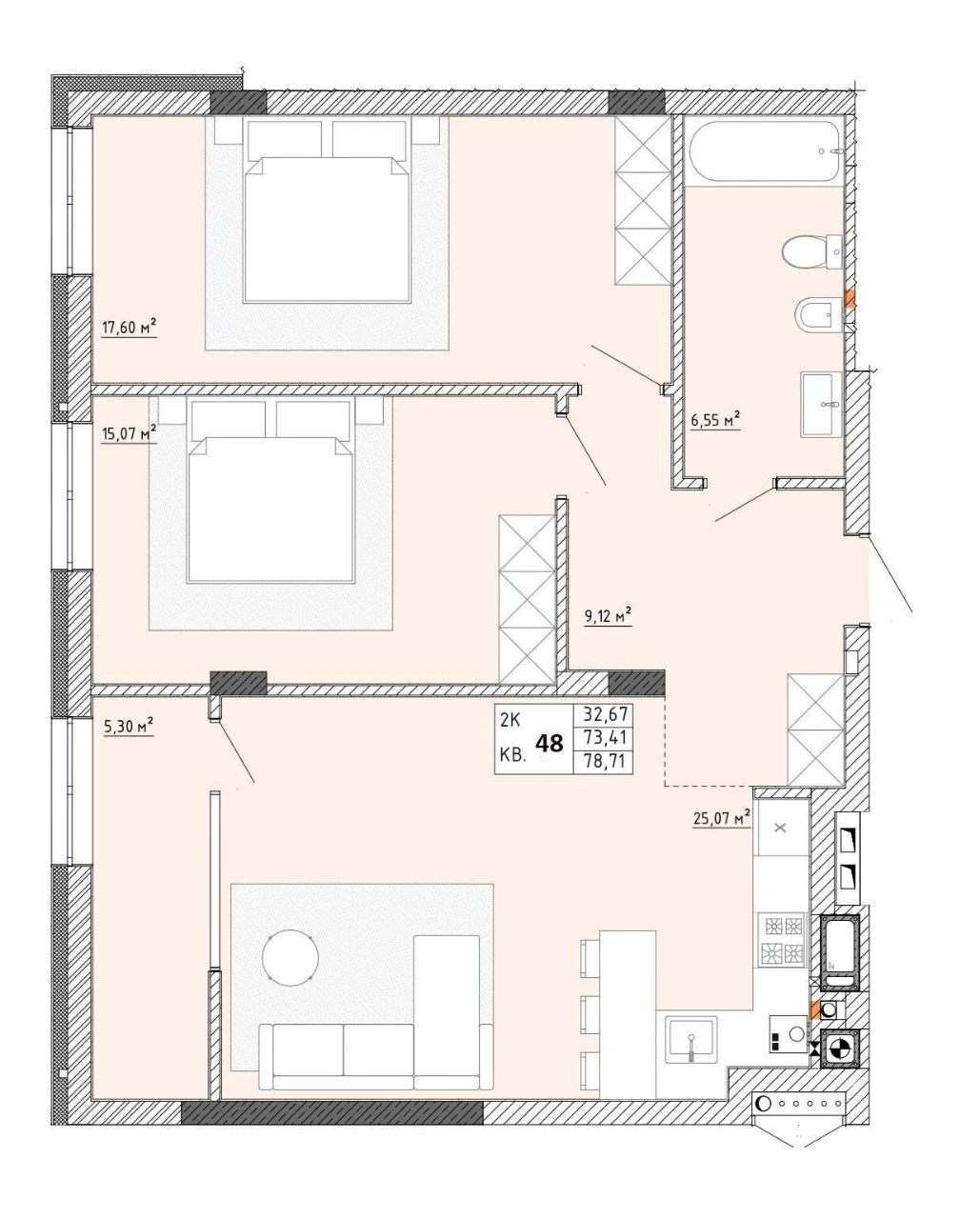 Sale of 2-room apartment in the "Quiet" district, Pustomyt, Lviv