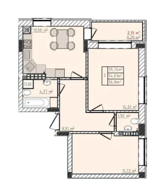 Sale of a 2-room apartment in a new building, Pustomyty