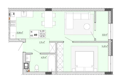 Sale of 1-bedroom apartment in the Quiet Lviv residential complex, Putshmytse
